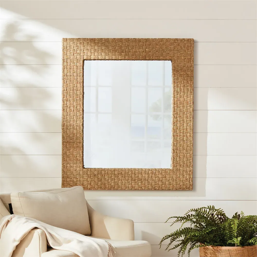 Eleanor Rectangular Wall Mirror - Natural, Abaca