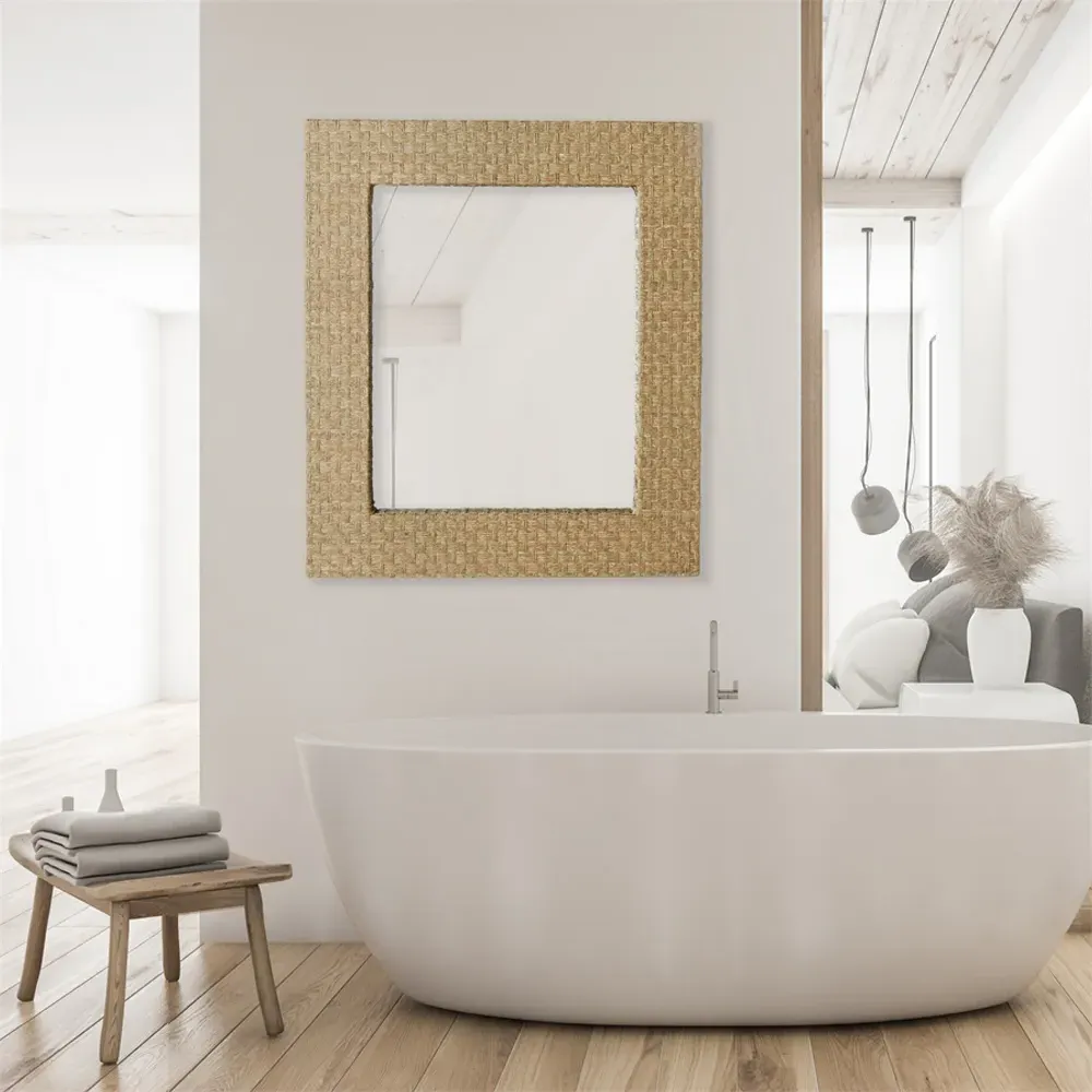 Eleanor Rectangular Wall Mirror - Natural, Abaca
