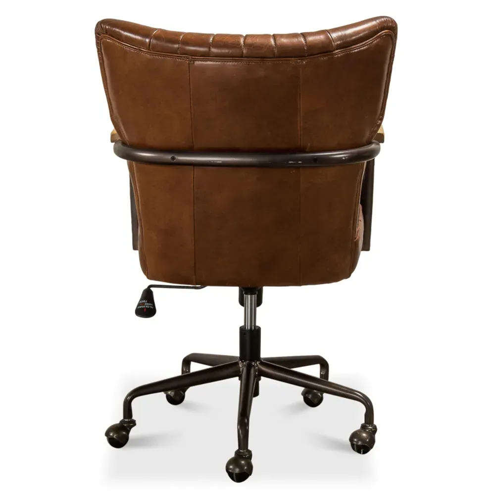 Eleanor Swivel Office Chair - Brown, Leather