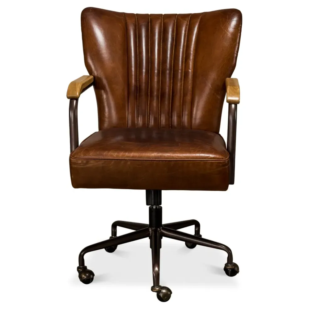 Eleanor Swivel Office Chair - Brown, Leather image