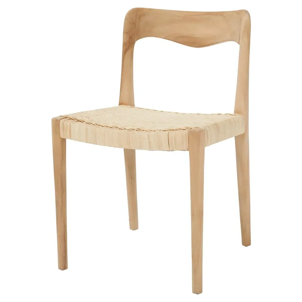 Elena Coastal Beach Dining Chair - Brown, Teak