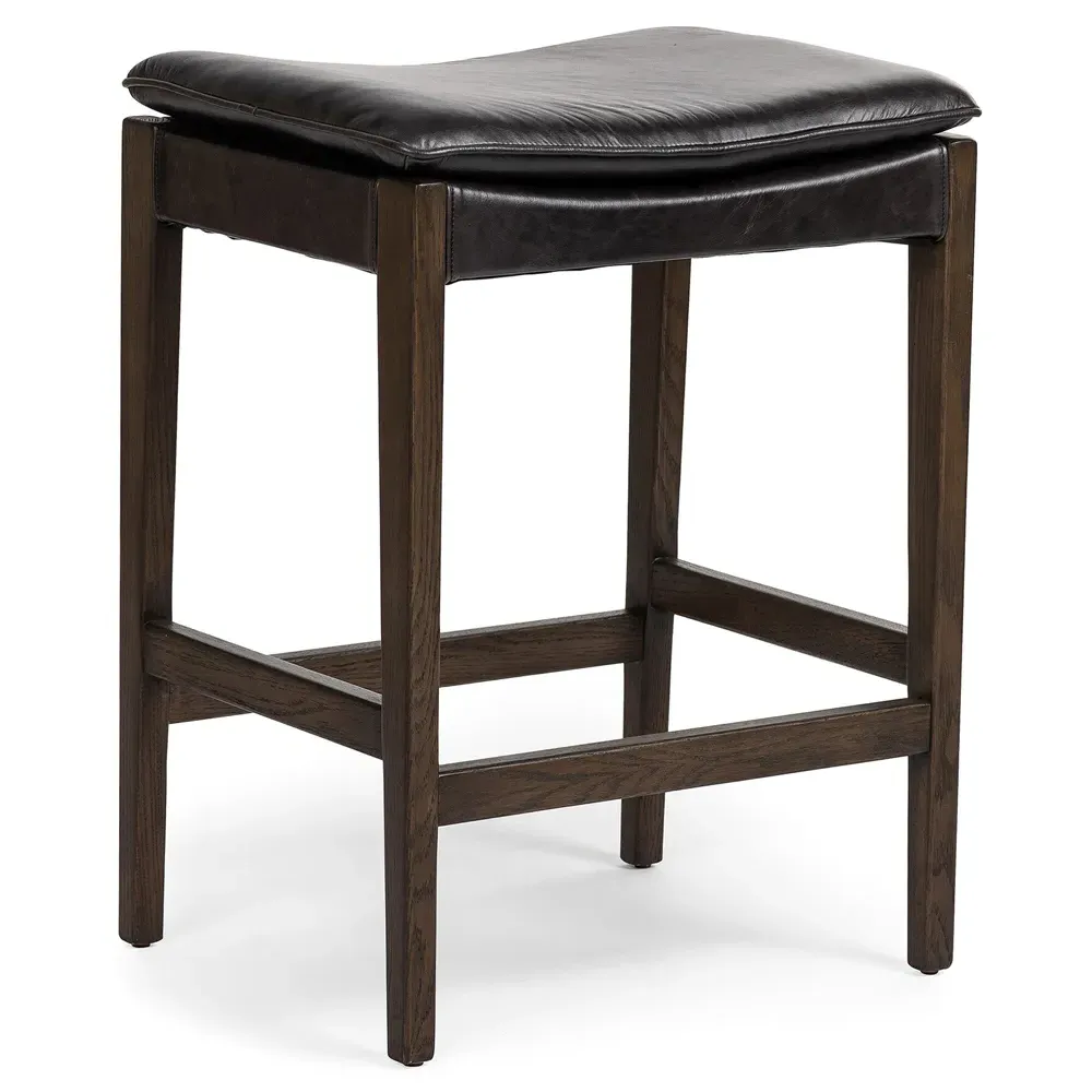 Elena Counter Stool - Black, Oak
