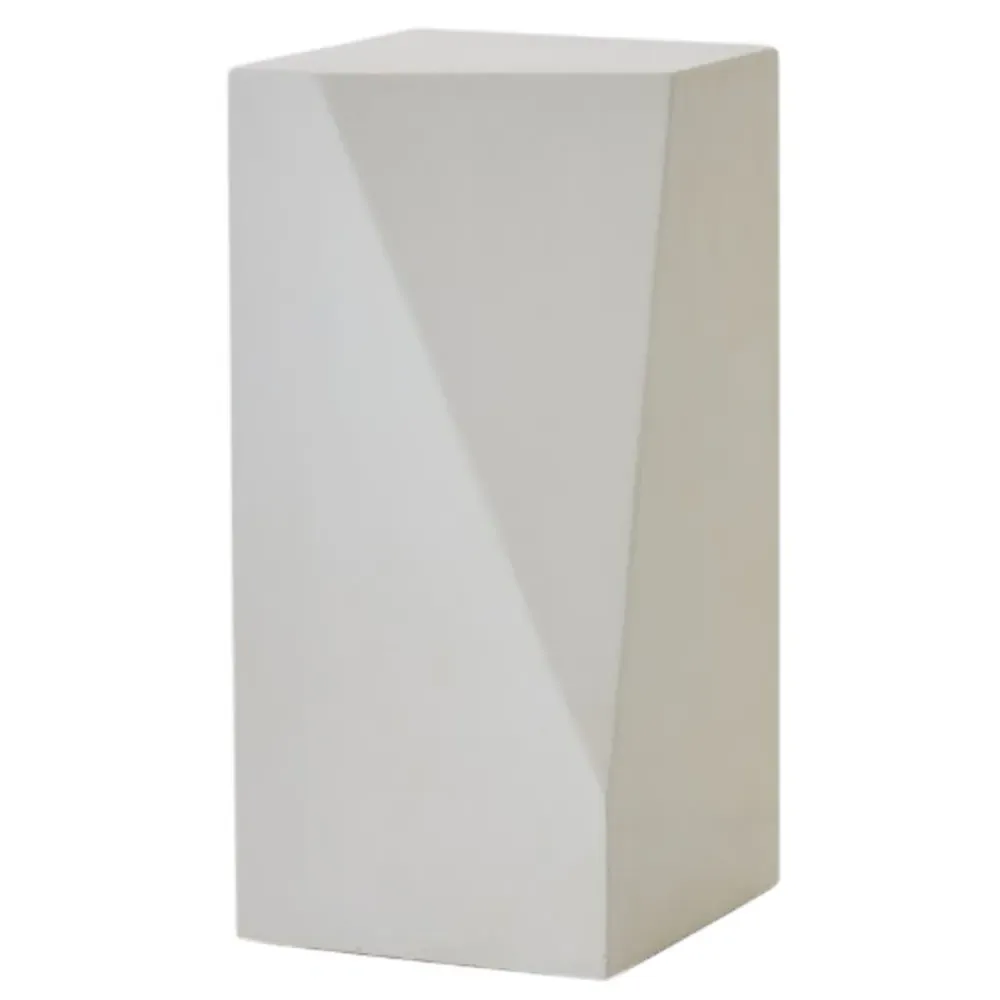 Elena Facet Wood Plinth Pedestal - White