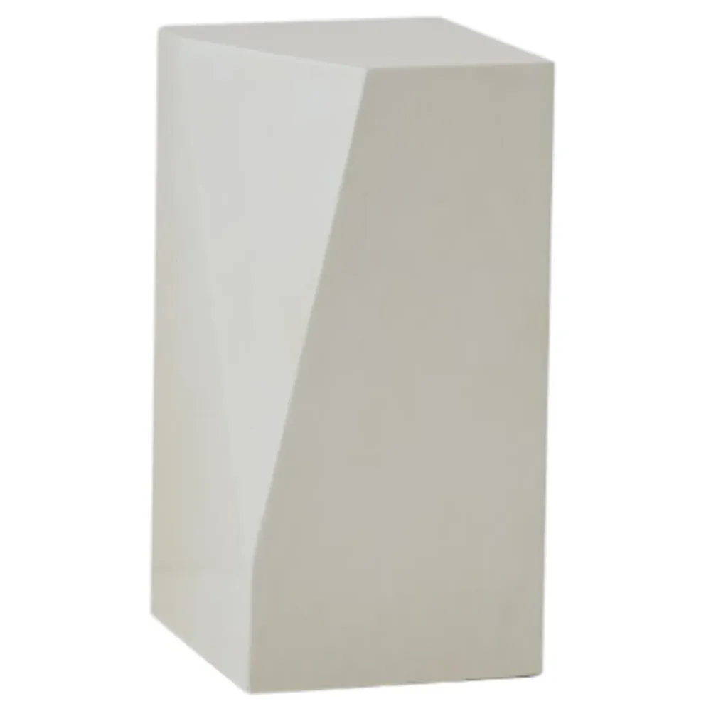 Elena Facet Wood Plinth Pedestal - White