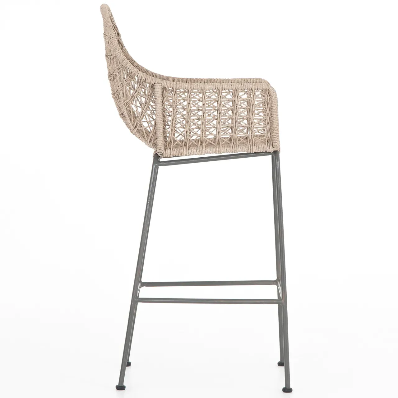Elena Outdoor Bar Stool - Beige, Wicker