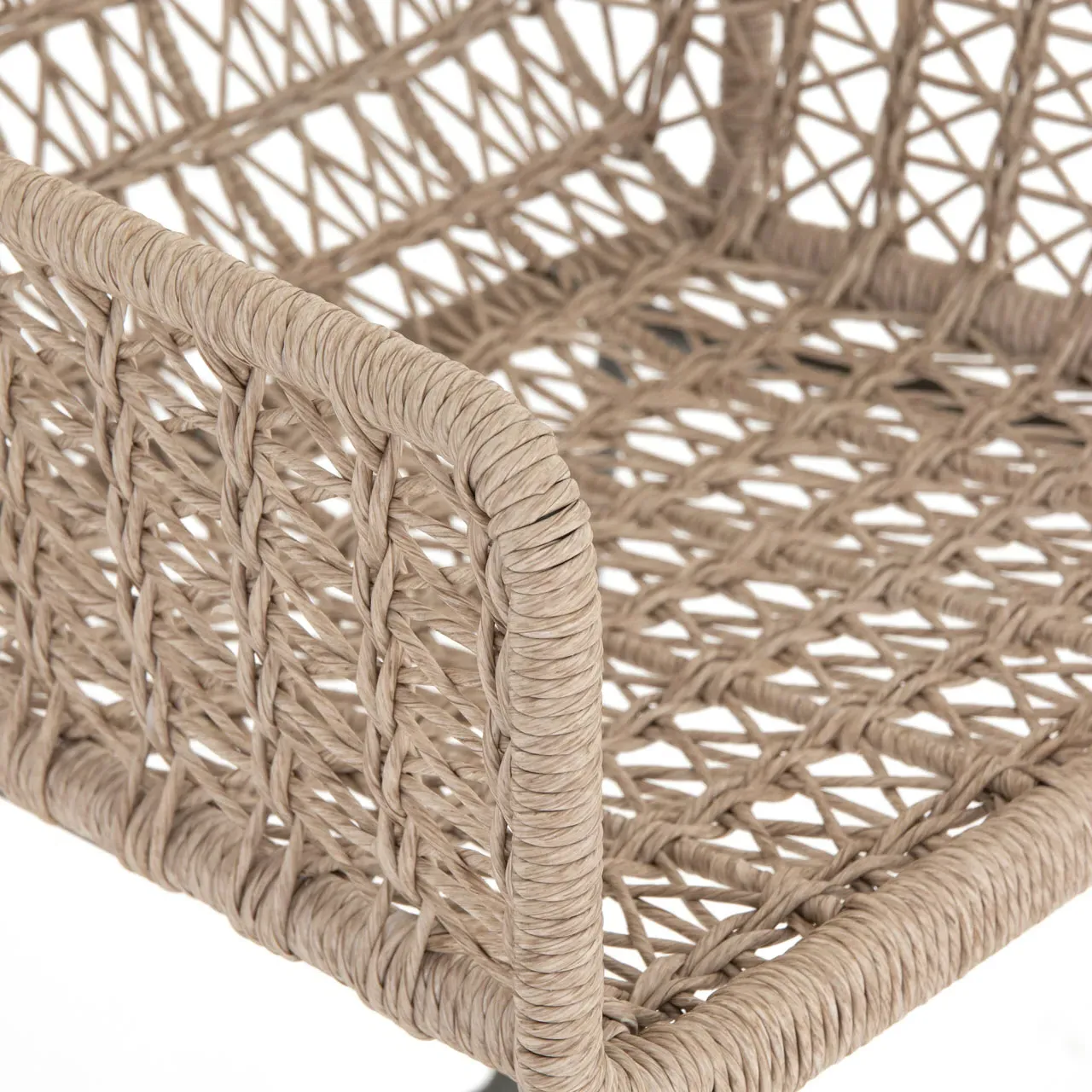 Elena Outdoor Bar Stool - Beige, Wicker