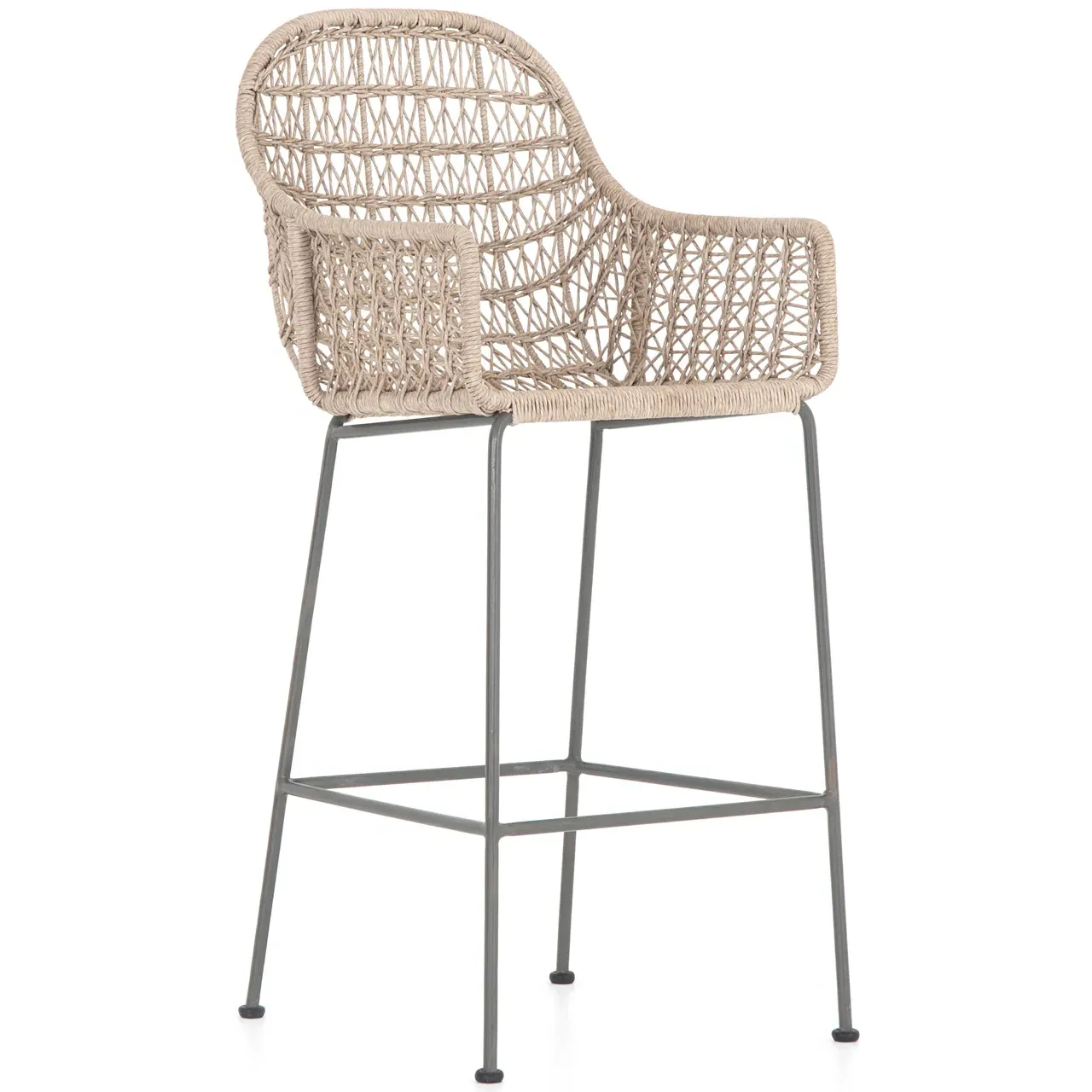 Elena Outdoor Bar Stool - Beige, Wicker