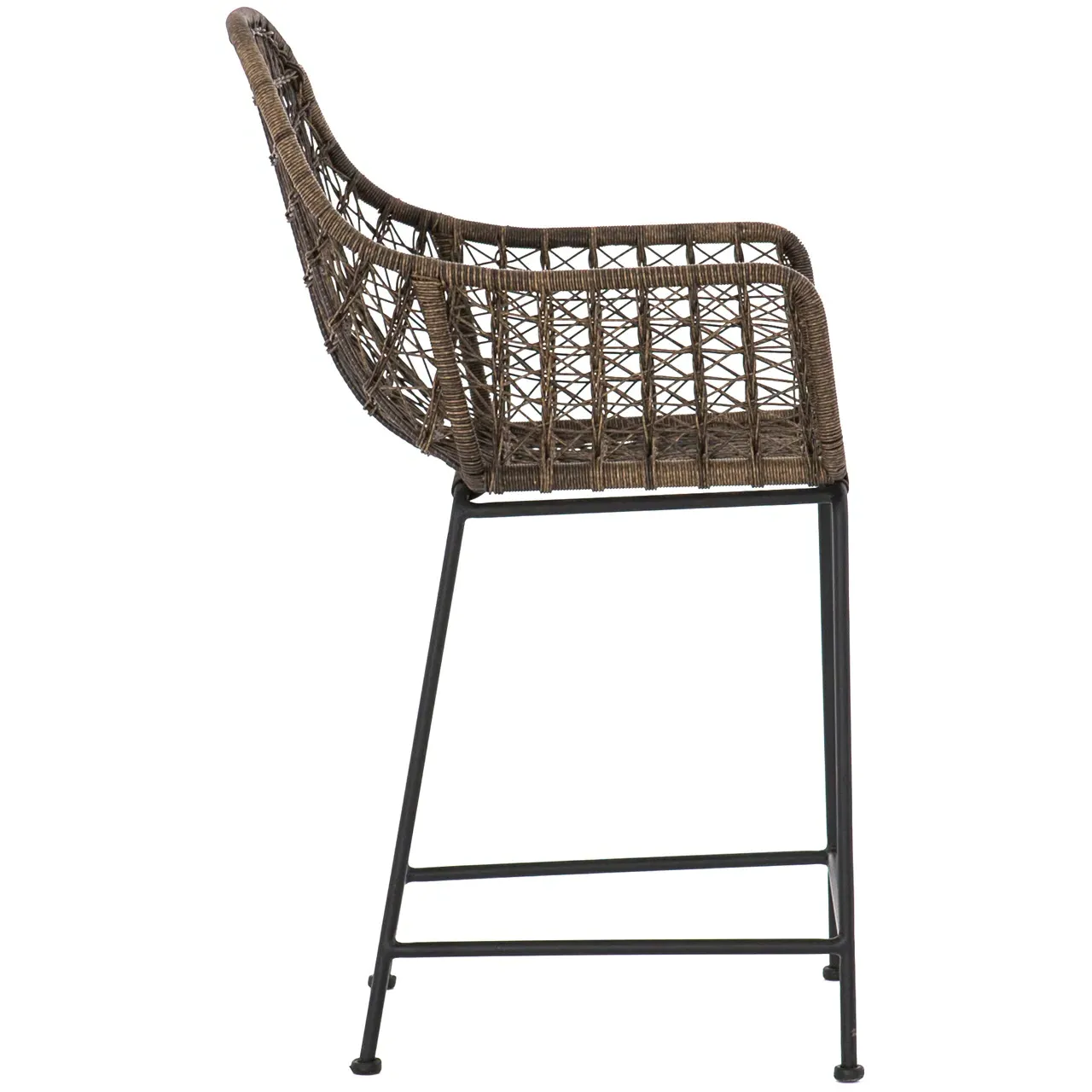 Elena Outdoor Counter Stool - Dark Brown, Wicker