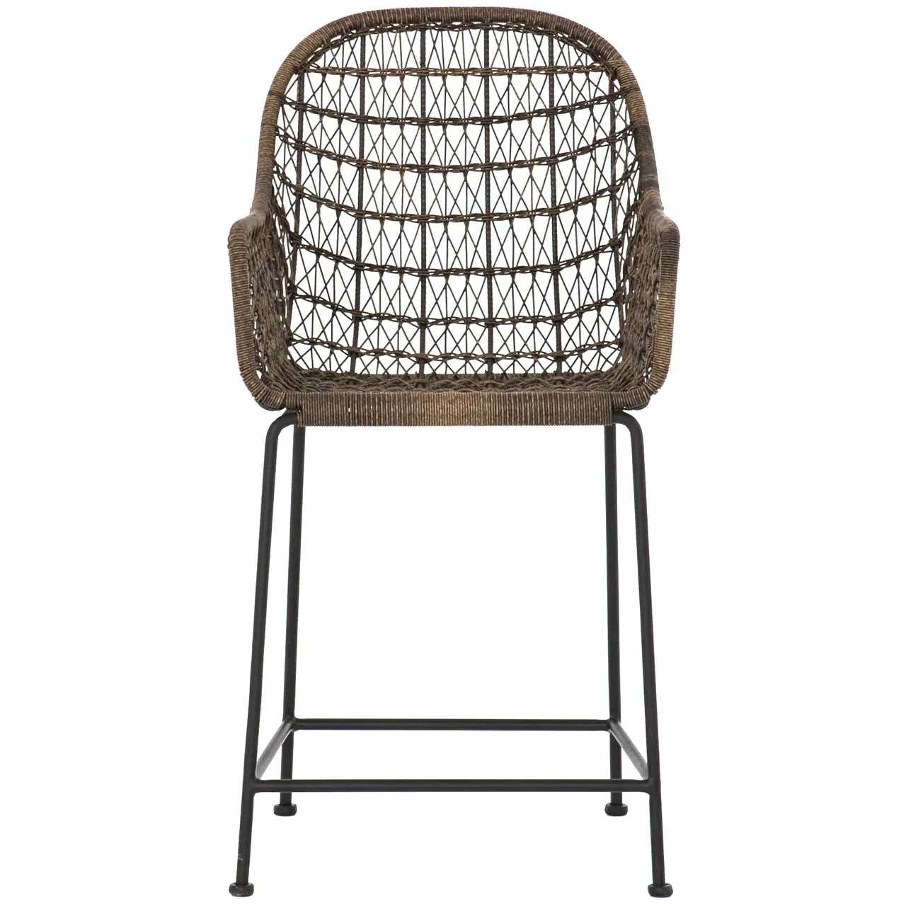 Elena Outdoor Counter Stool - Dark Brown, Wicker