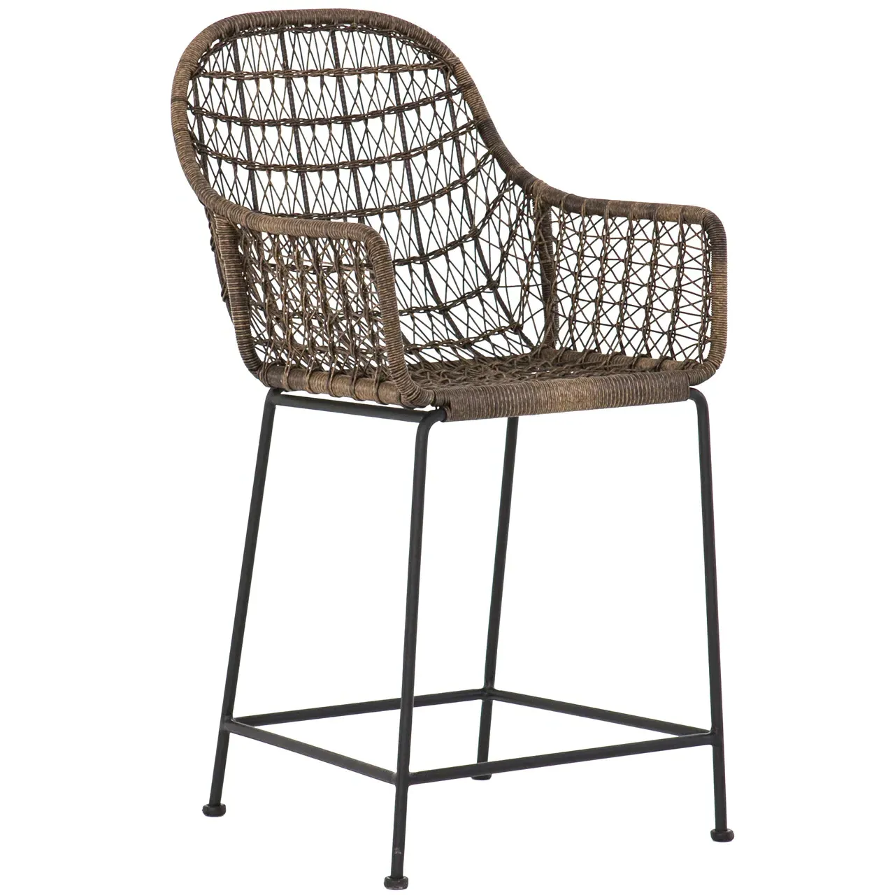 Elena Outdoor Counter Stool - Dark Brown, Wicker image