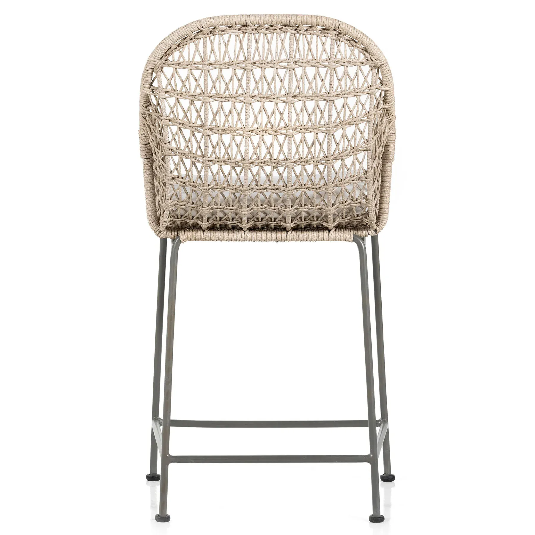 Elena Outdoor Counter Stool with Cushion - Beige, Wicker