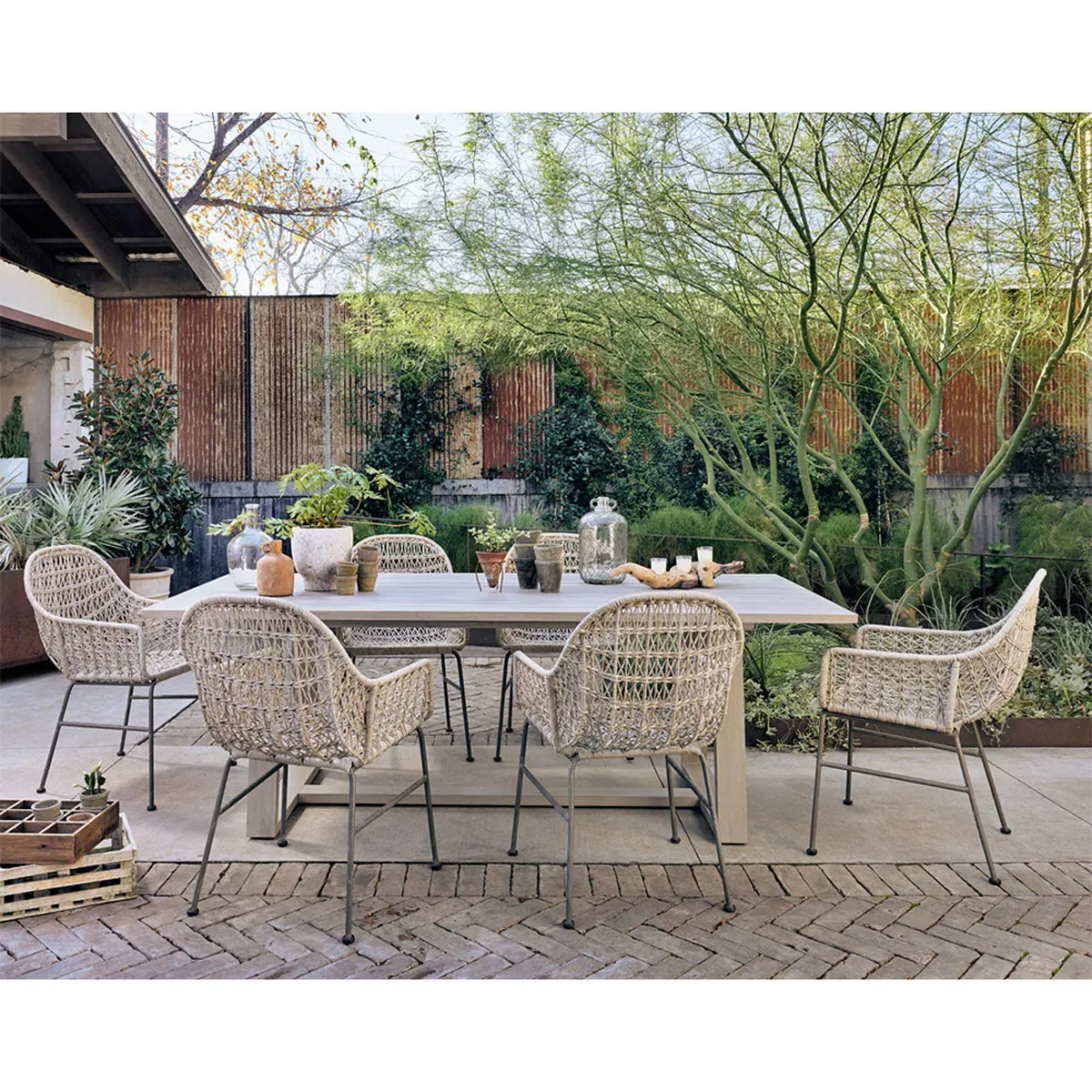 Elena Outdoor Dining Chair - Beige, Wicker