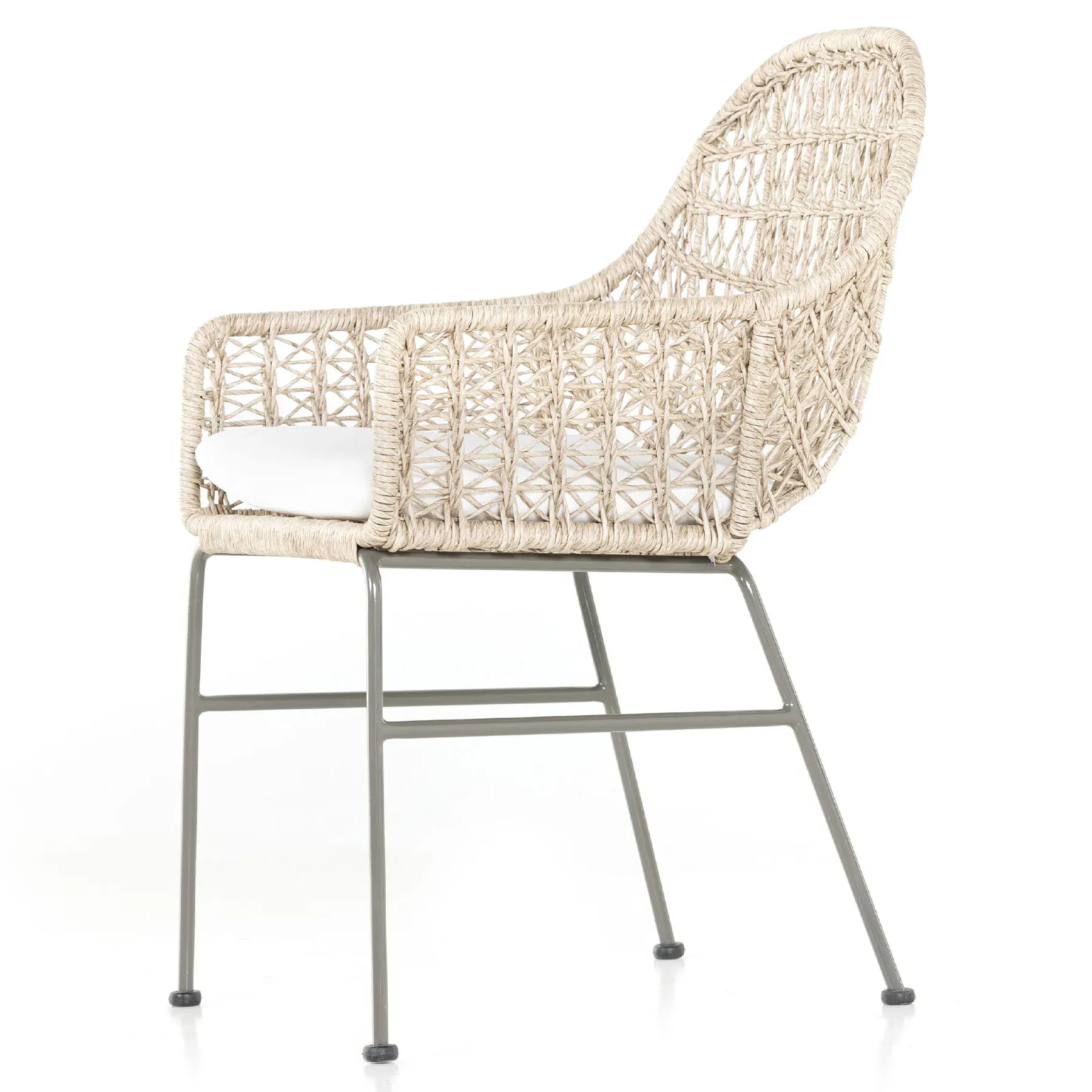 Elena Outdoor Dining Chair with Cushion - Beige, Wicker
