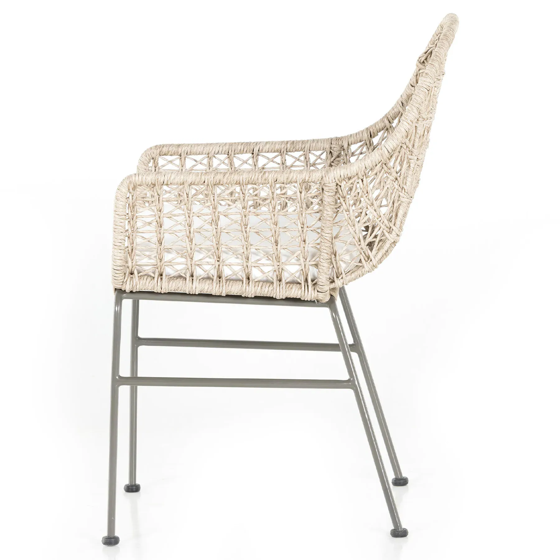 Elena Outdoor Dining Chair with Cushion - Beige, Wicker