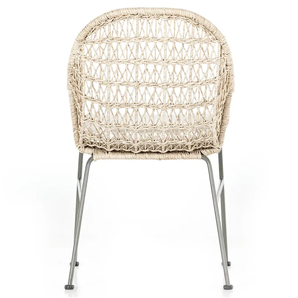 Elena Outdoor Dining Chair with Cushion - Beige, Wicker