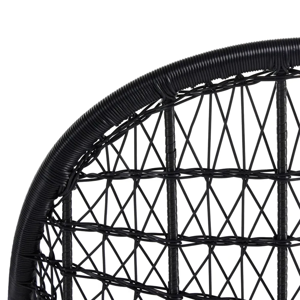 Elena Outdoor Dining Chair with Cushion - Black, Wicker