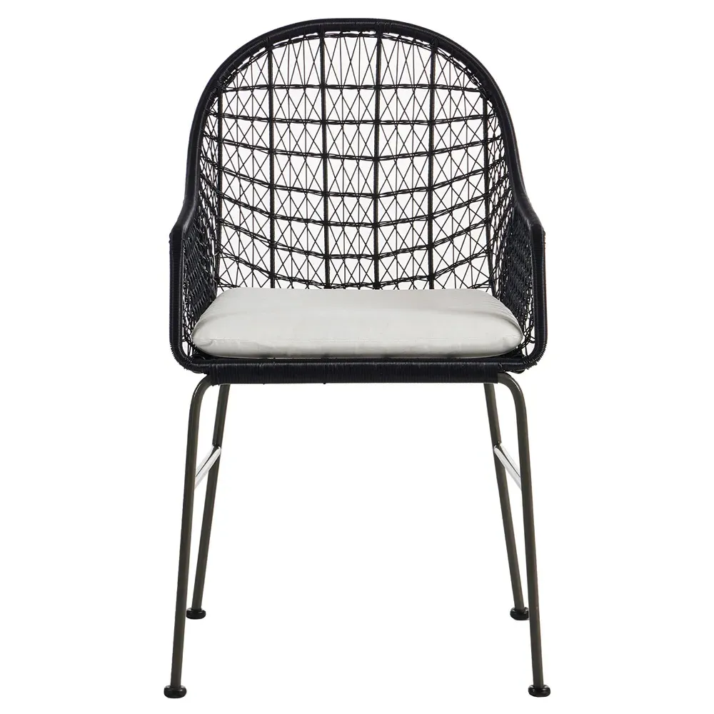 Elena Outdoor Dining Chair with Cushion - Black, Wicker image
