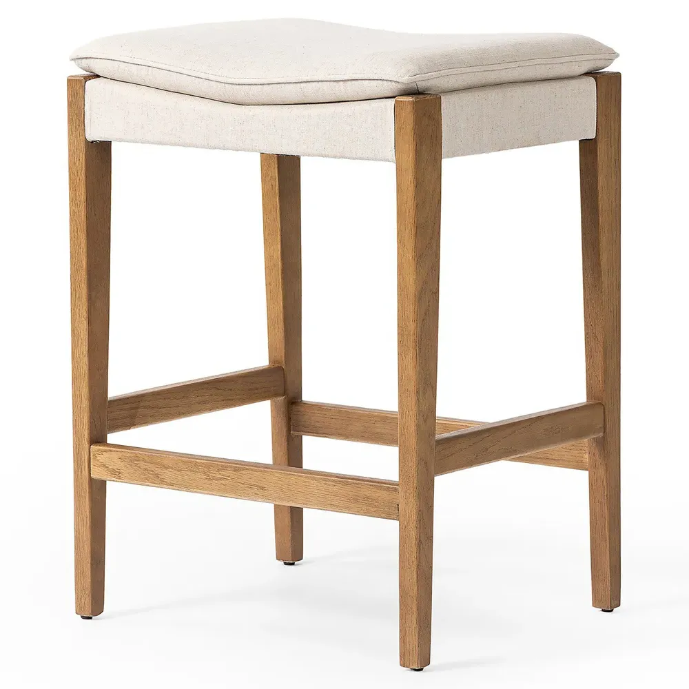Elena Rustic Lodge Bar Stool - Cream, Oak