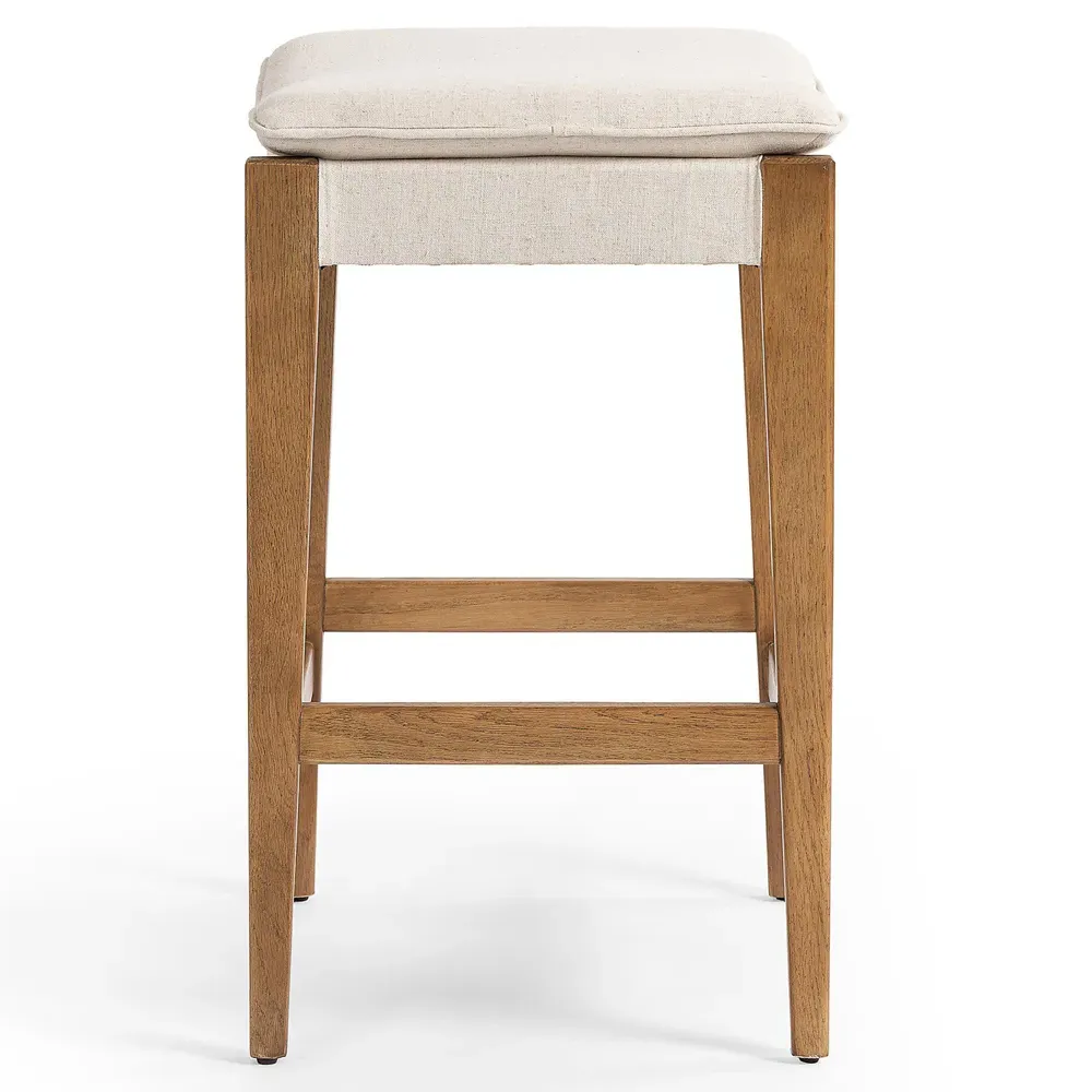 Elena Rustic Lodge Bar Stool - Cream, Oak