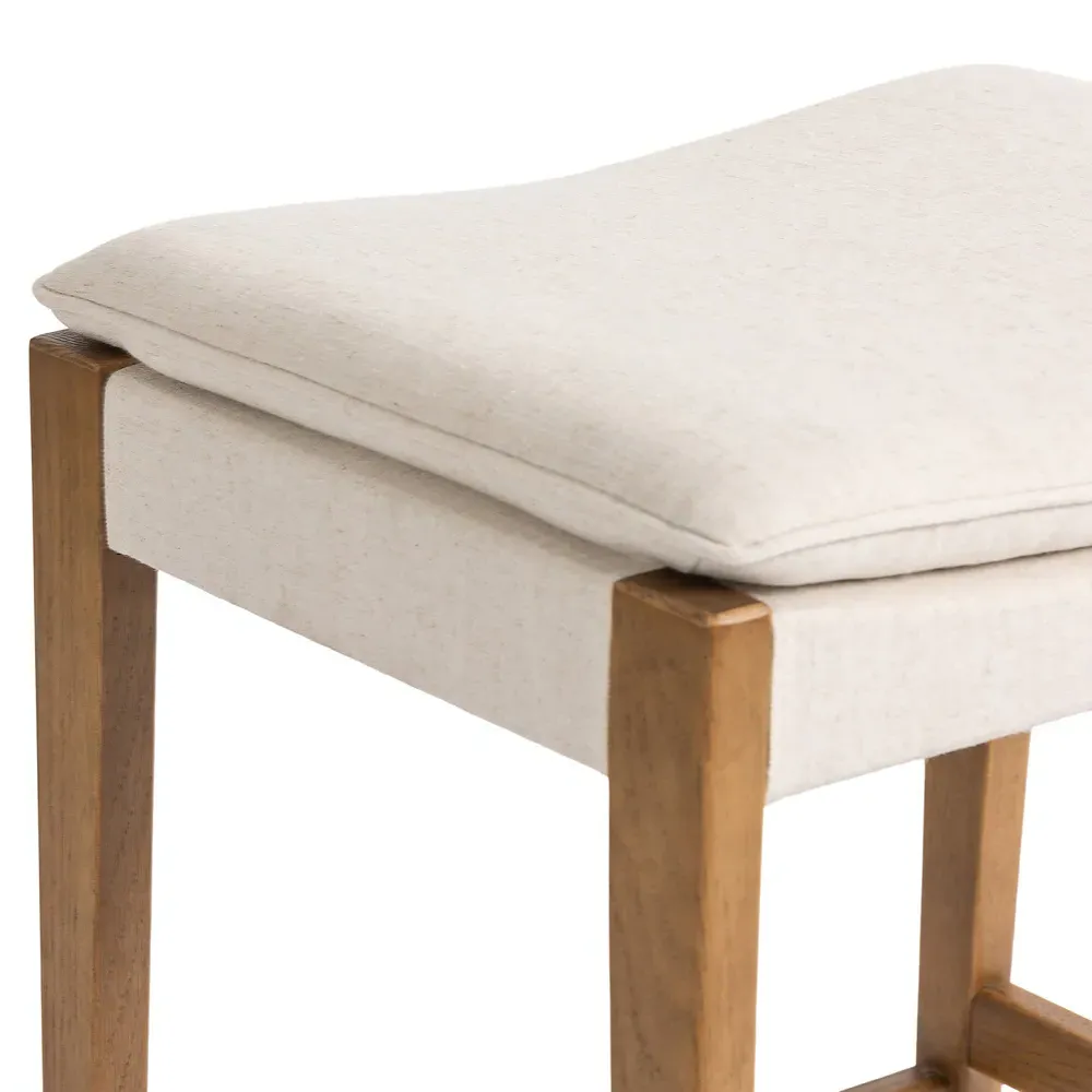 Elena Rustic Lodge Bar Stool - Cream, Oak