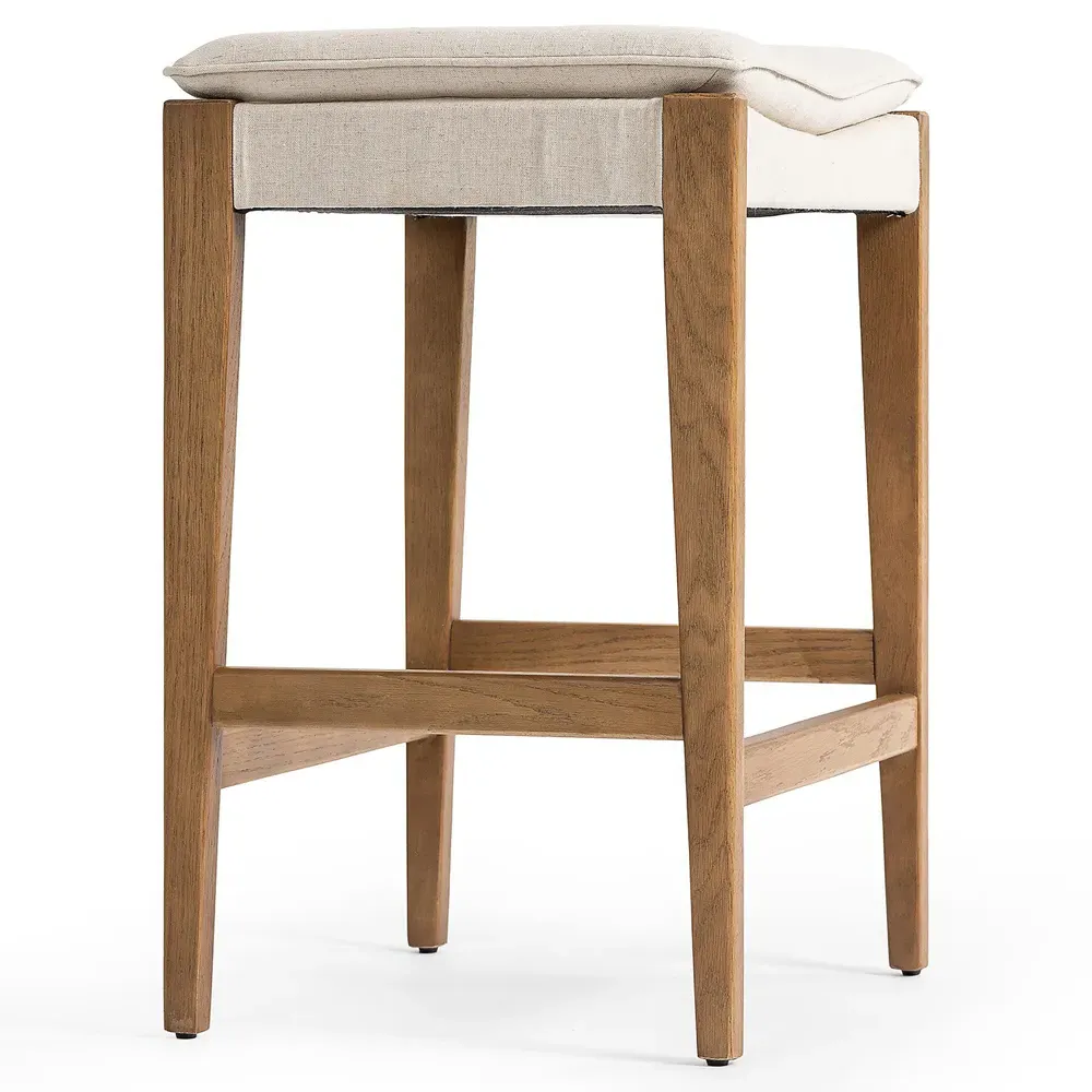 Elena Rustic Lodge Bar Stool - Cream, Oak