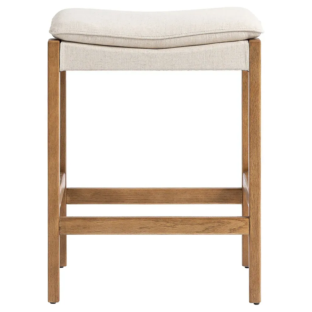 Elena Rustic Lodge Bar Stool - Cream, Oak image