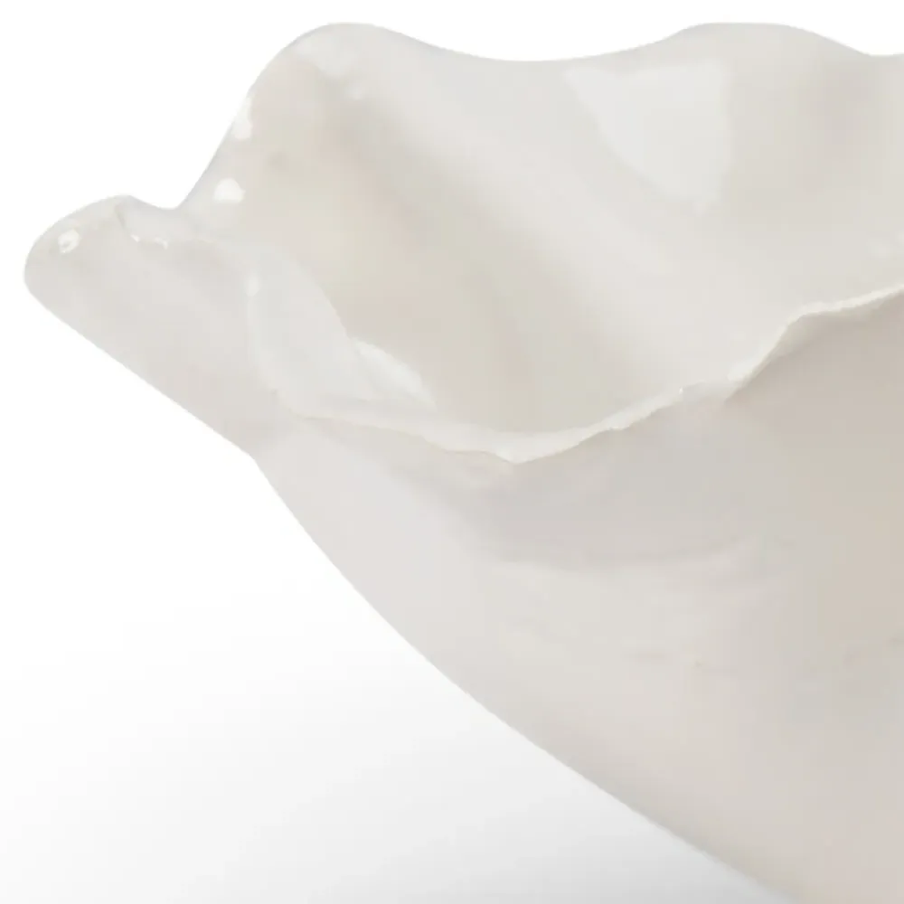 Eleri Coastal Decorative Bowl - White, Ceramic