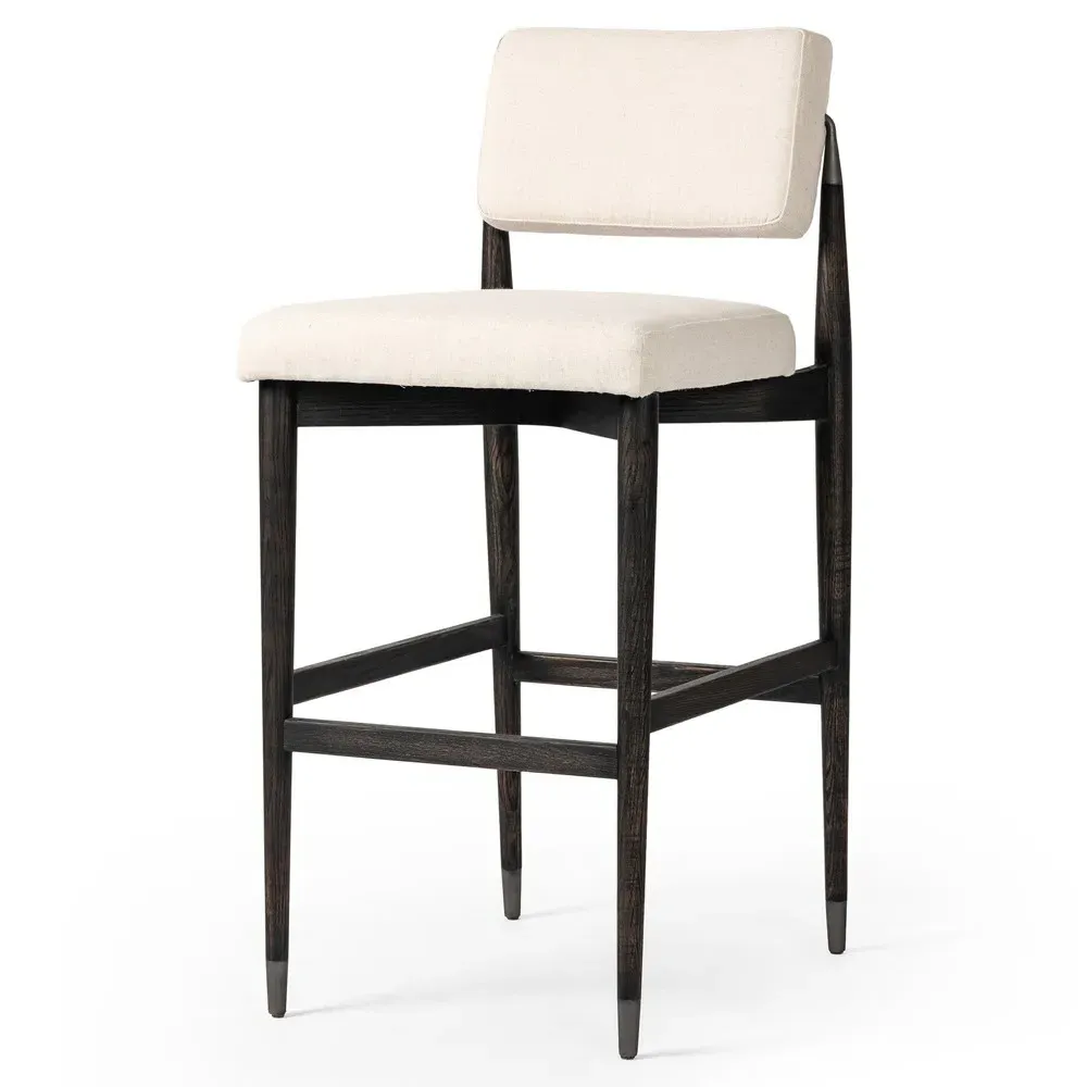 Eli Bar Stool - Cream, Black Oak