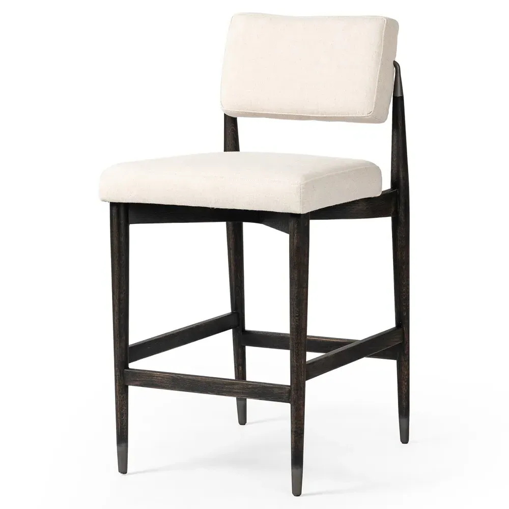 Eli Counter Stool - Cream, Black Oak