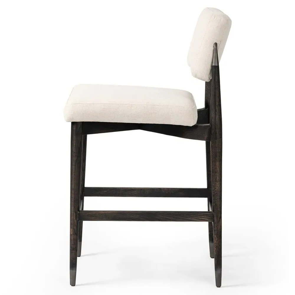 Eli Counter Stool - Cream, Black Oak