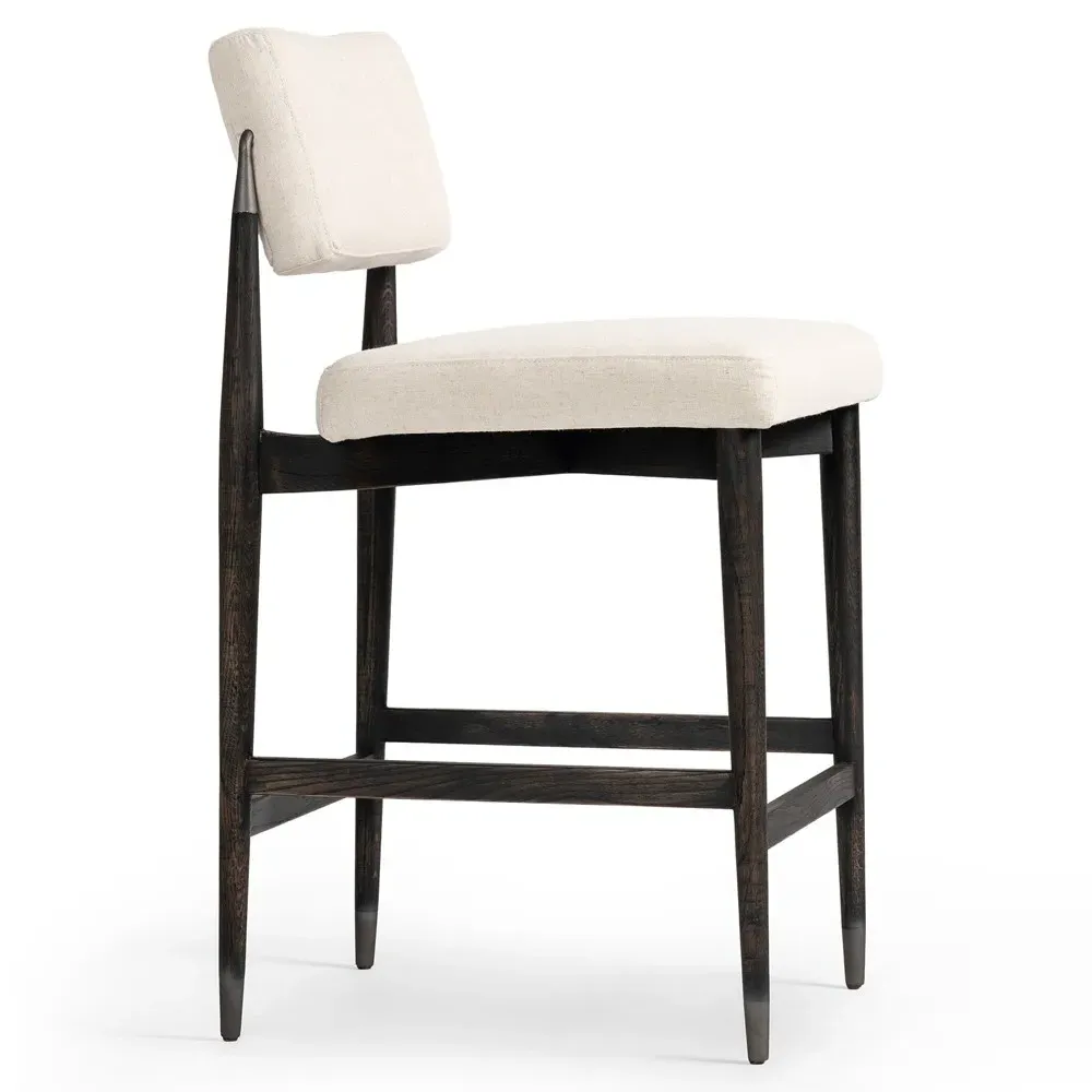 Eli Counter Stool - Cream, Black Oak