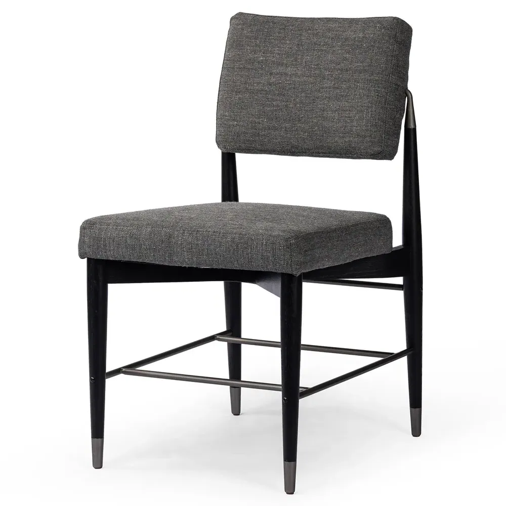 Eli Oak Wood Dining Side Chair - Grey, Performance Fabric