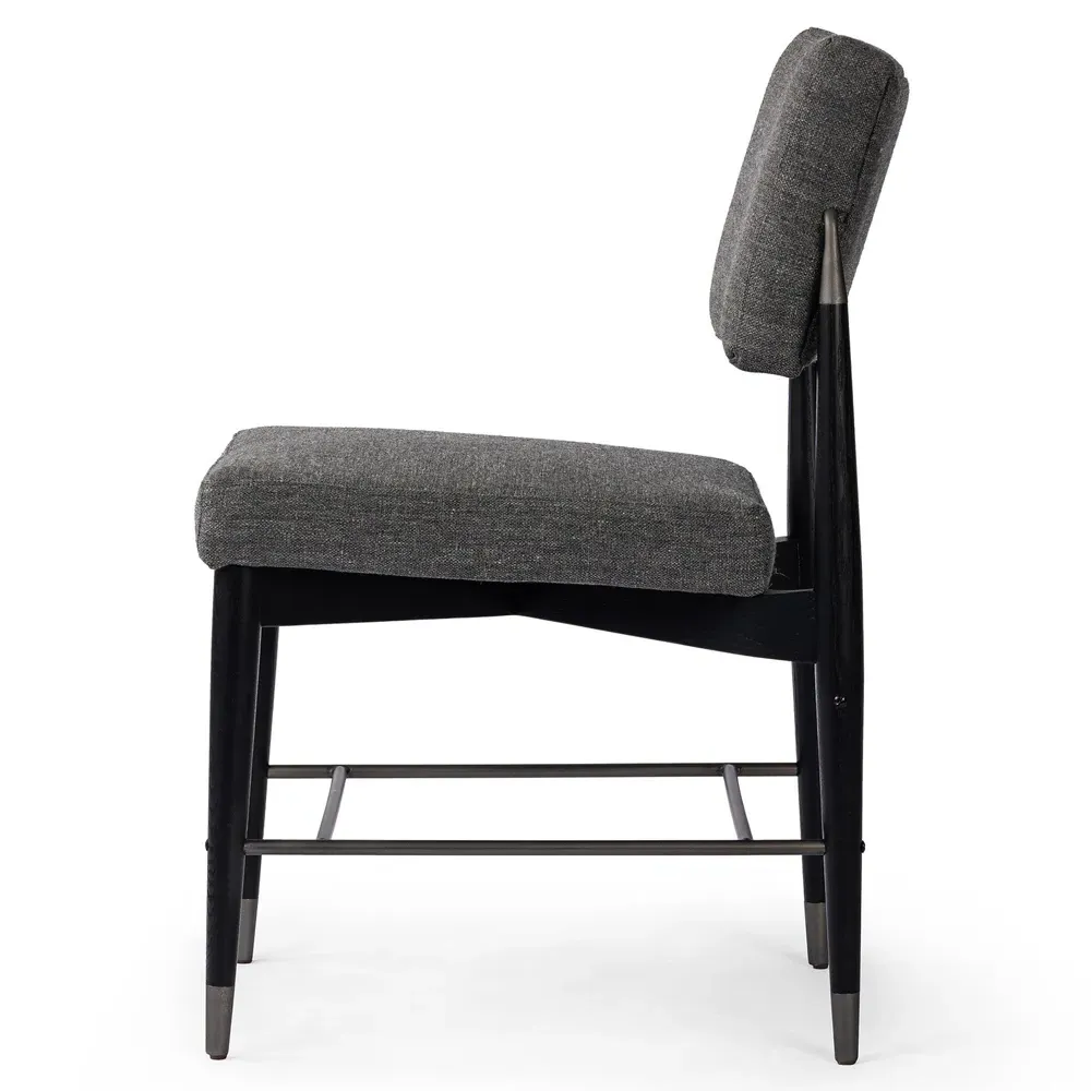 Eli Oak Wood Dining Side Chair - Grey, Performance Fabric