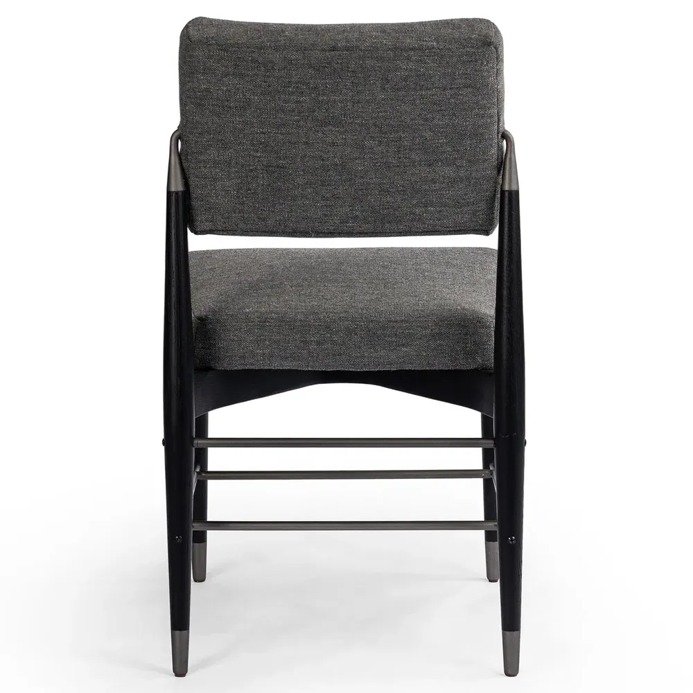 Eli Oak Wood Dining Side Chair - Grey, Performance Fabric