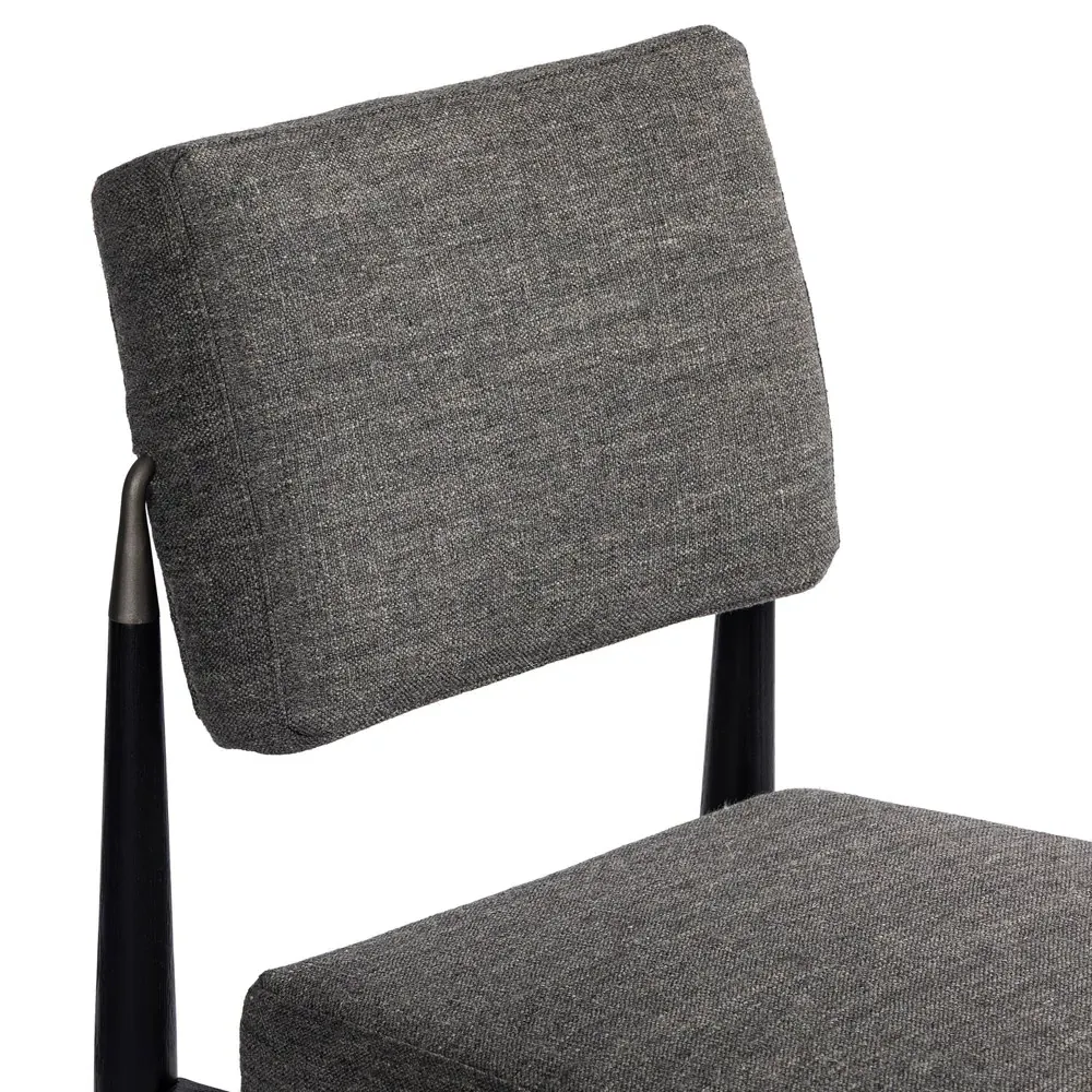 Eli Oak Wood Dining Side Chair - Grey, Performance Fabric
