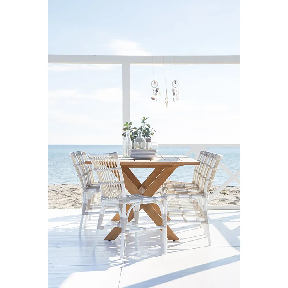 Eli Outdoor Dining Chair - White, Faux Rattan