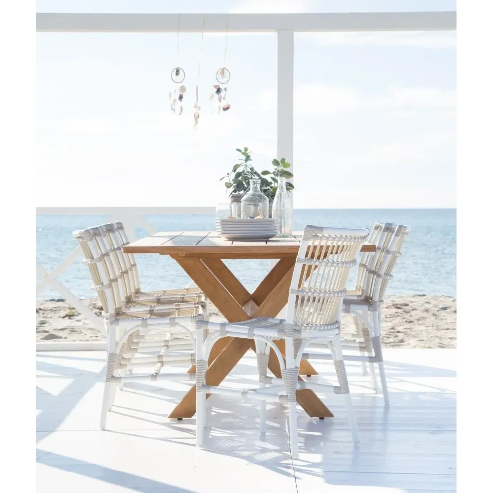 Eli Outdoor Dining Chair - White, Faux Rattan