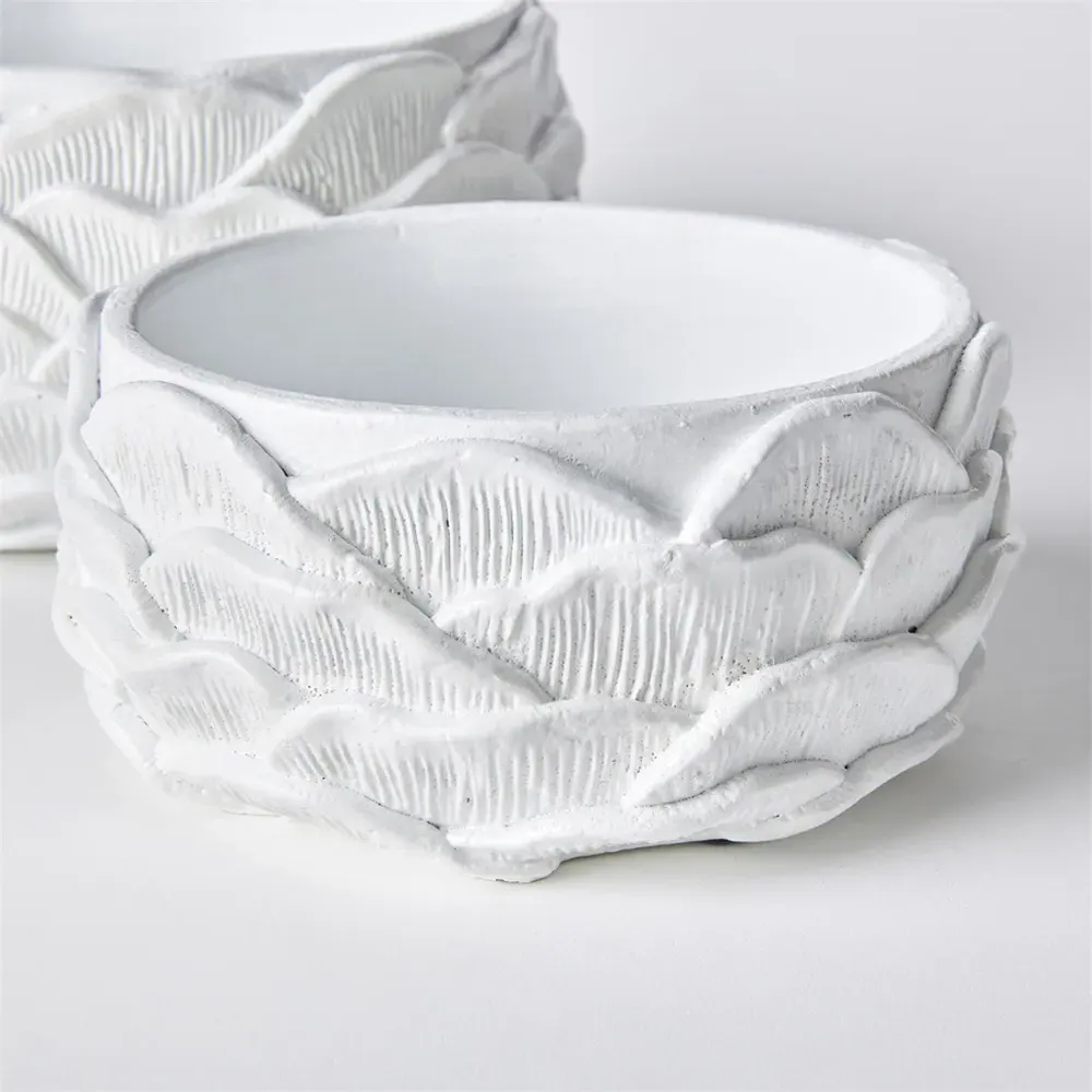 Eliana Round Outdoor Pot Planter Set - White, Concrete