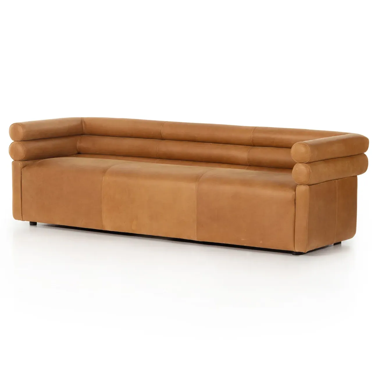Eliana Upholstered Leather Sofa - Brown