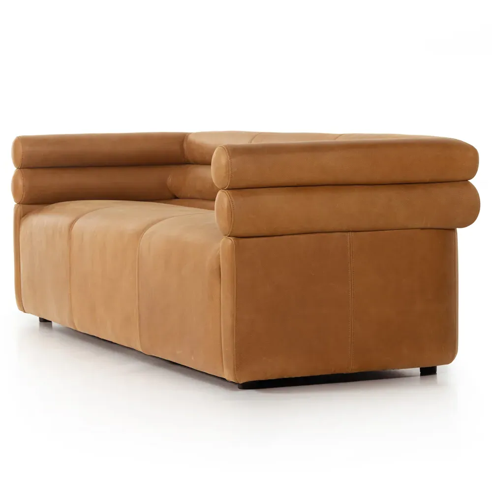 Eliana Upholstered Leather Sofa - Brown