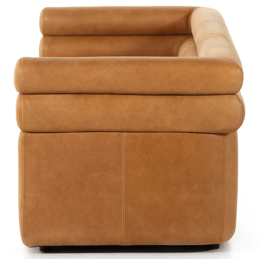 Eliana Upholstered Leather Sofa - Brown