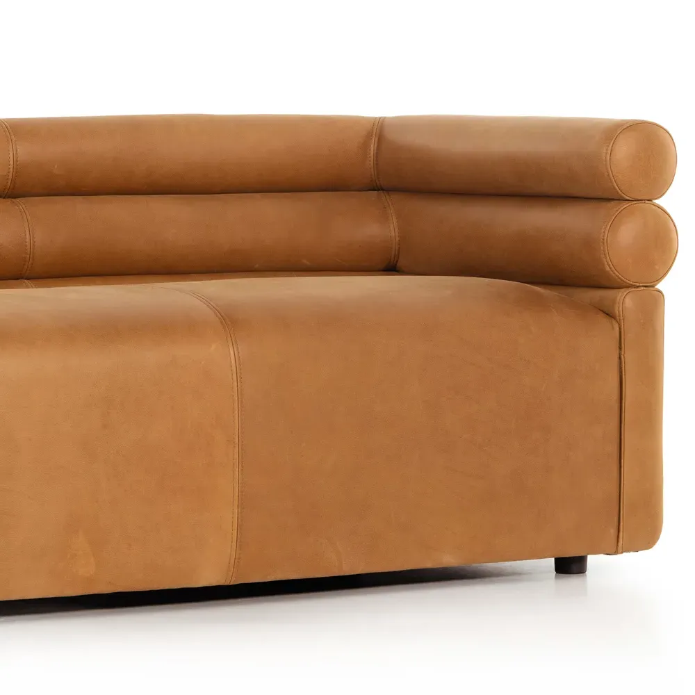Eliana Upholstered Leather Sofa - Brown