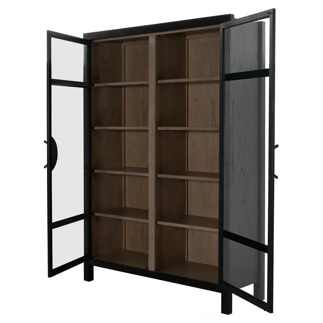 Elias Glass Cabinet - Black, Wood