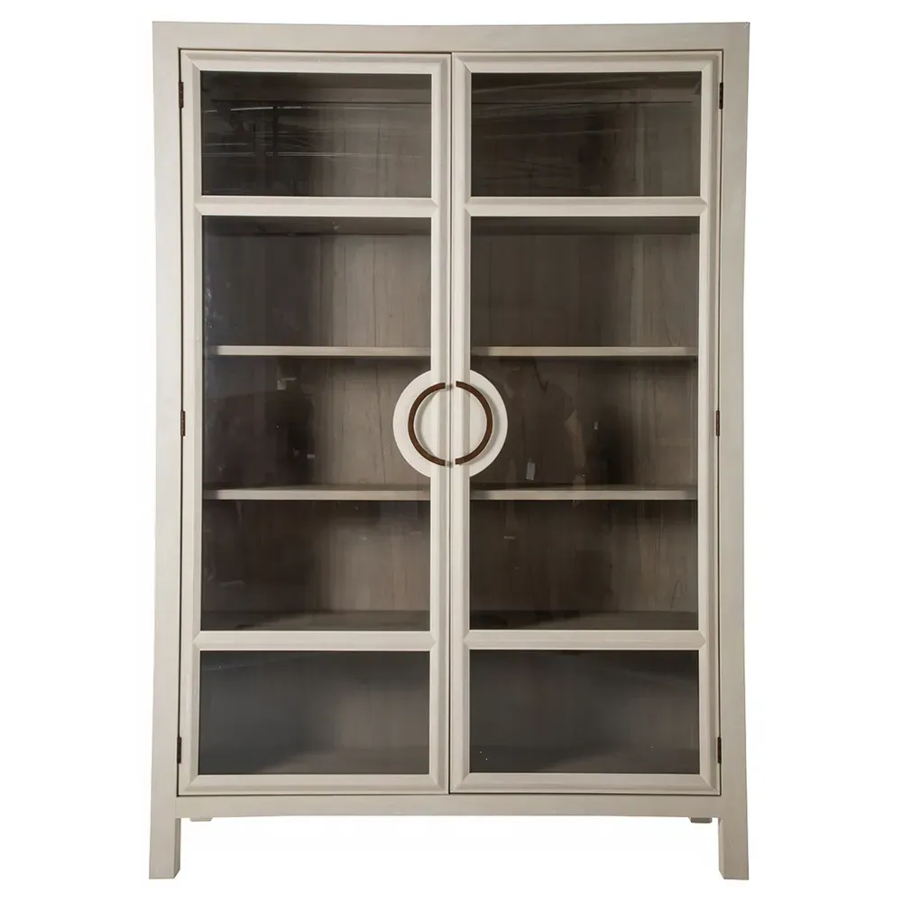 Elias Glass Cabinet - Cerused White, Wood