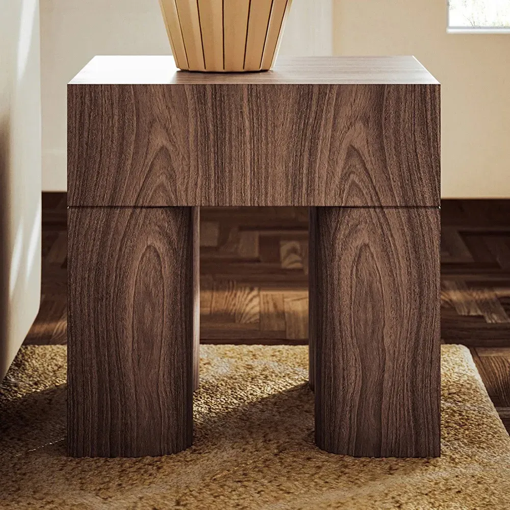 Elias Square End Table - Brown, Walnut