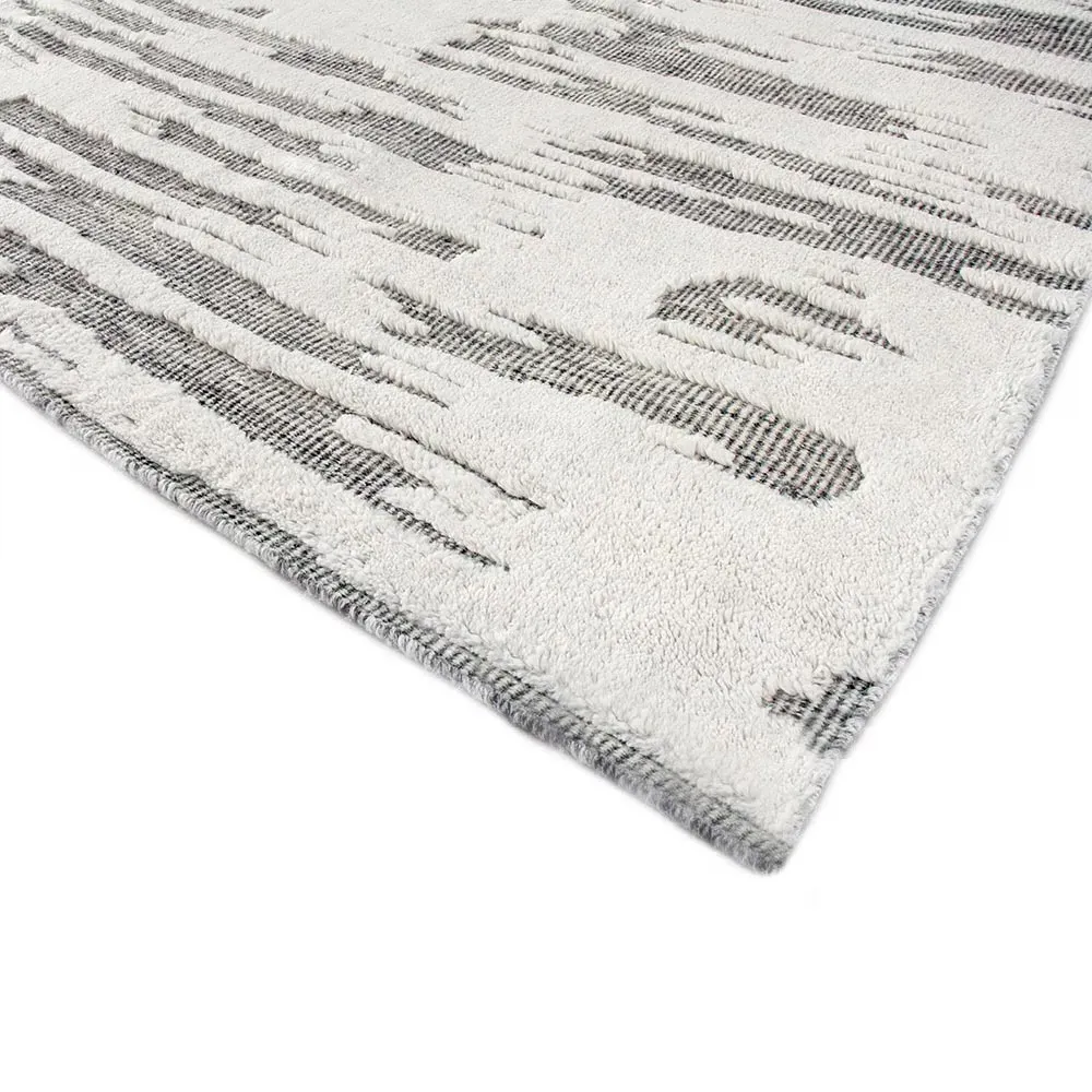 Eliasar Patterned Hand Knotted Rug - White, Wool