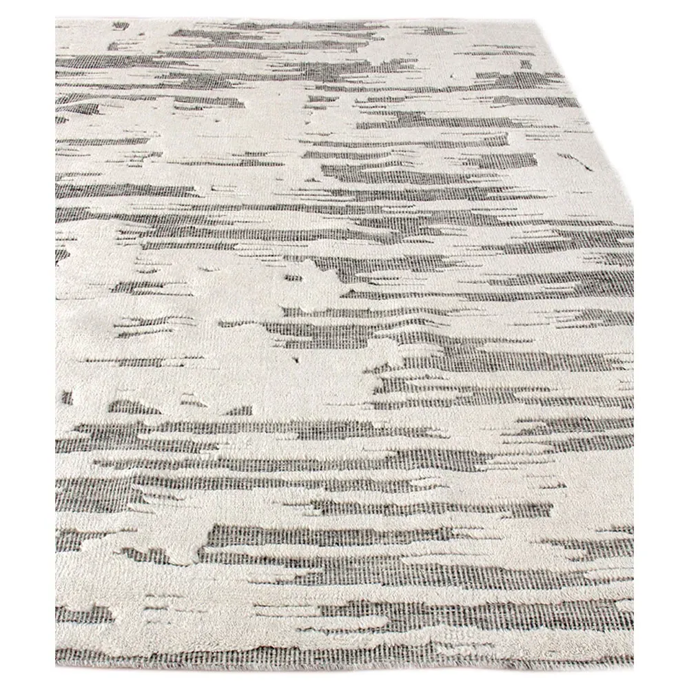 Eliasar Patterned Hand Knotted Rug - White, Wool