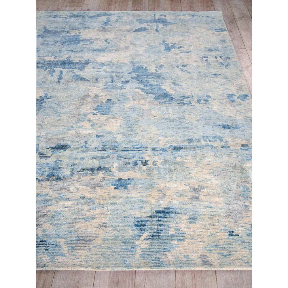Elijah Abstract Patterned Rug Sample - Blue, Wool