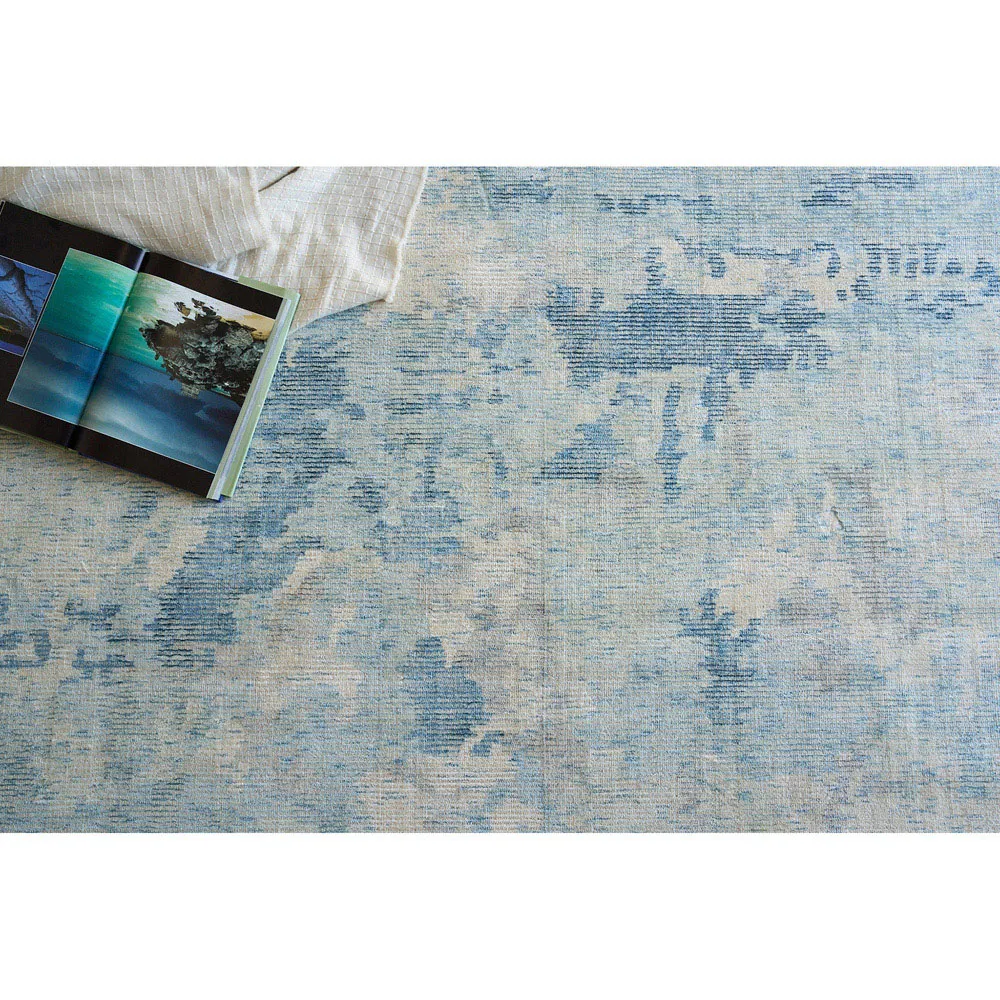 Elijah Abstract Patterned Rug Sample - Blue, Wool