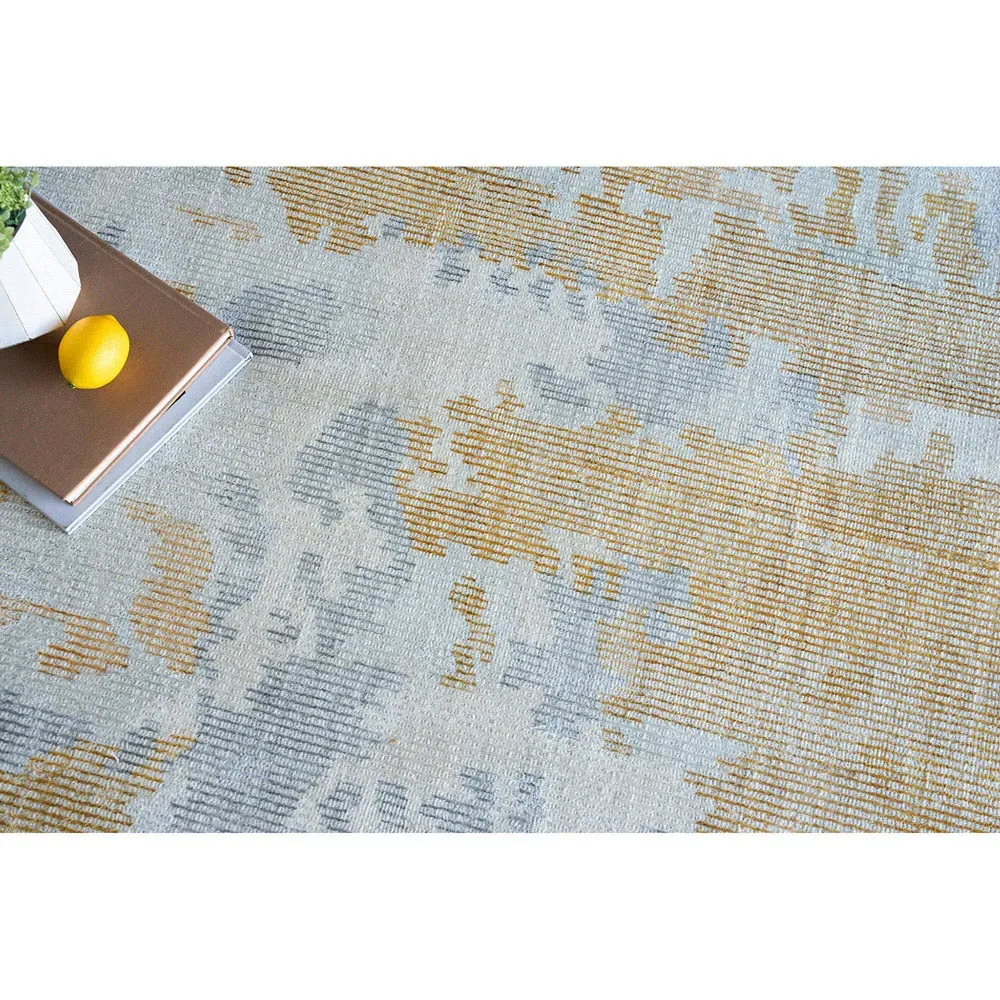 Elijah Abstract Patterned Rug Sample - Gold, Wool